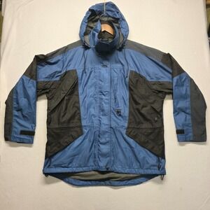 Red Ledge Men's Blue & Black Waterproof‎ Hooded Windbreaker Jacket Size XL